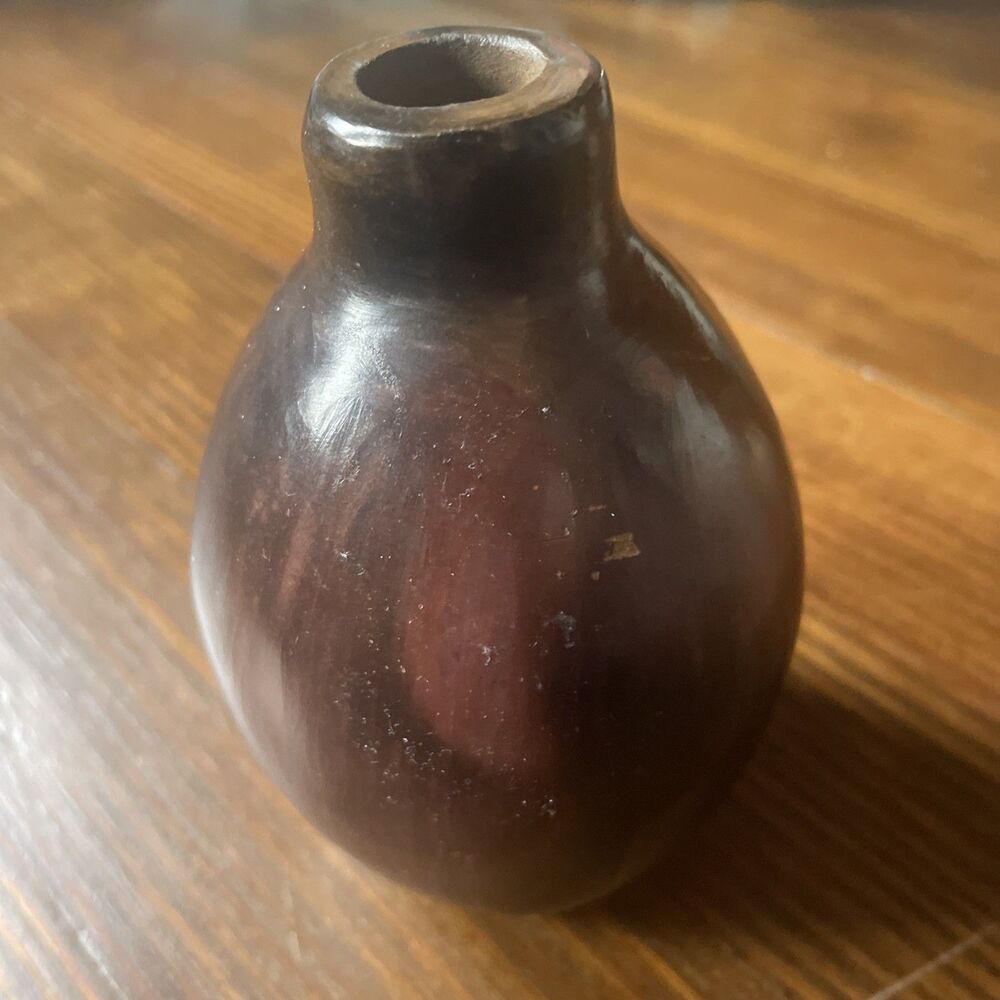 Studio Pottery Bud Vase Handmade Stoneware Brown Natural 1990s 4.25" tall